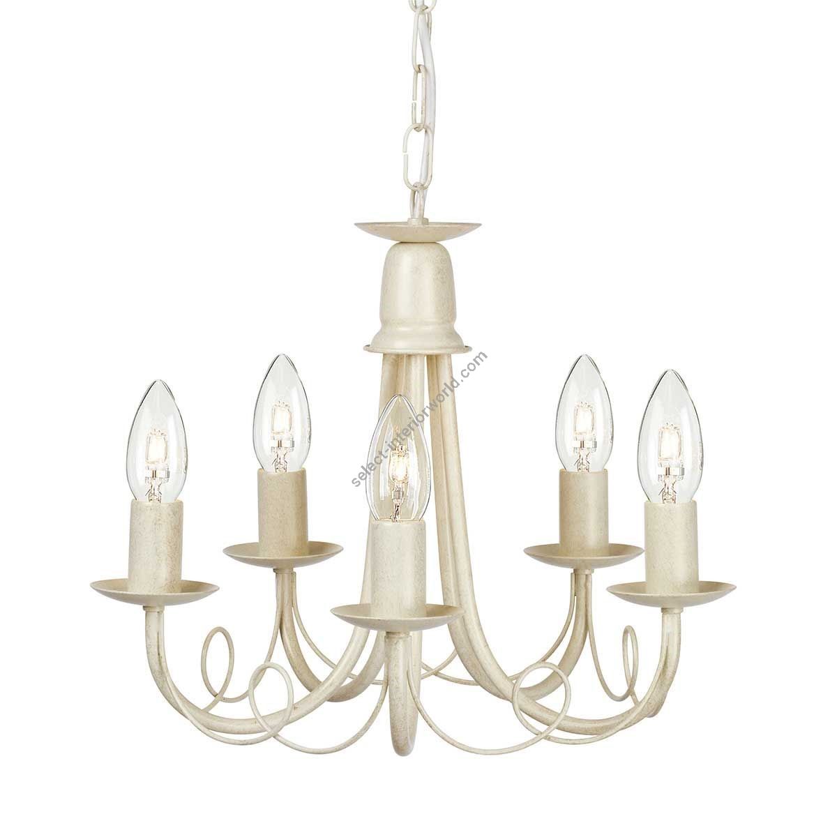 Elstead Lighting / Chandeliers / Minster 5 Ivory & Gold Patina