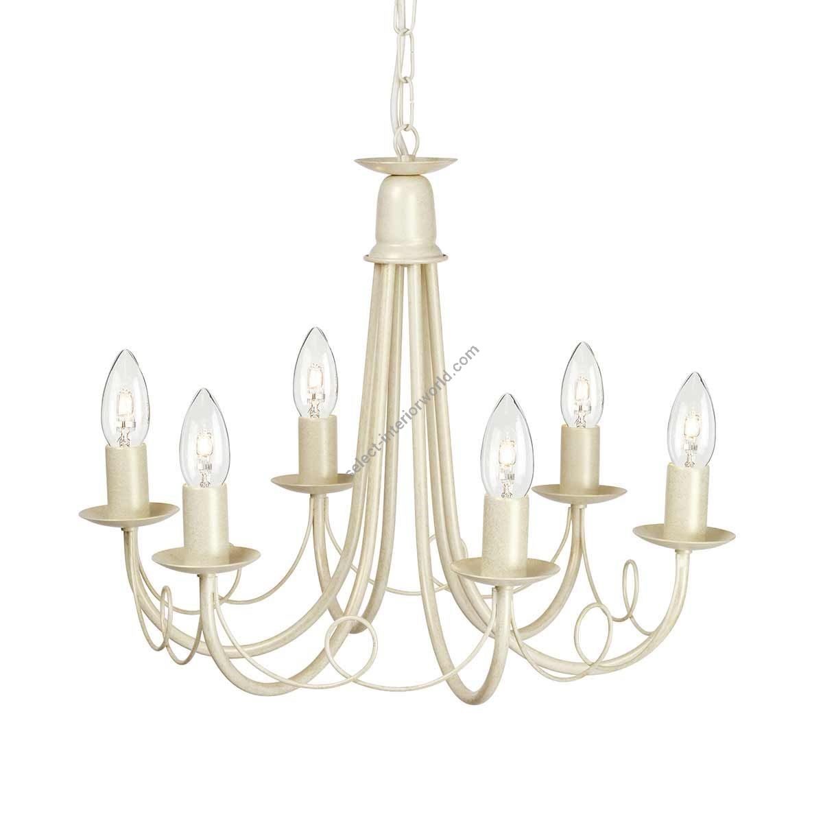 Elstead Lighting / Chandeliers / Minster 6 Ivory & Gold Patina