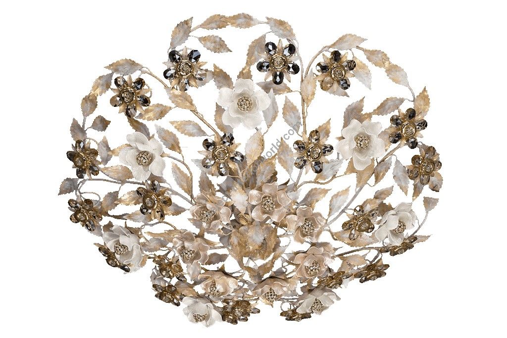 Mechini / Ceiling Lights / Coloured Bohemian Crystal and Ceramic Biscuit P366/7