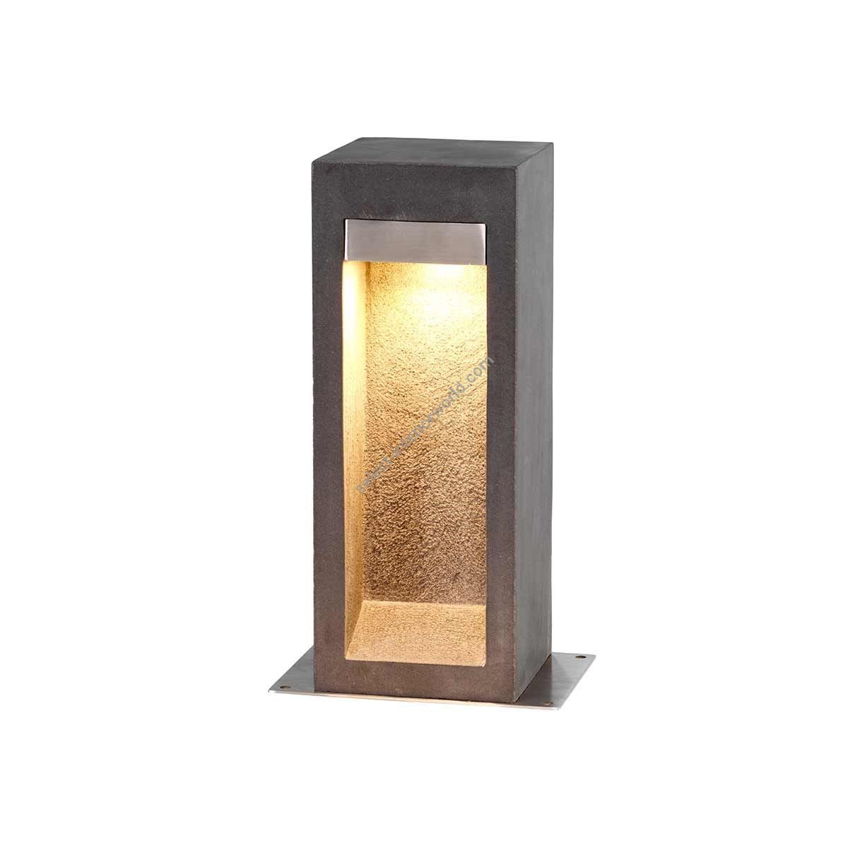 Elstead Lighting / Outdoor Bollard Lights / Parkstone Medium LED Basalt Stone with Stainless Steel