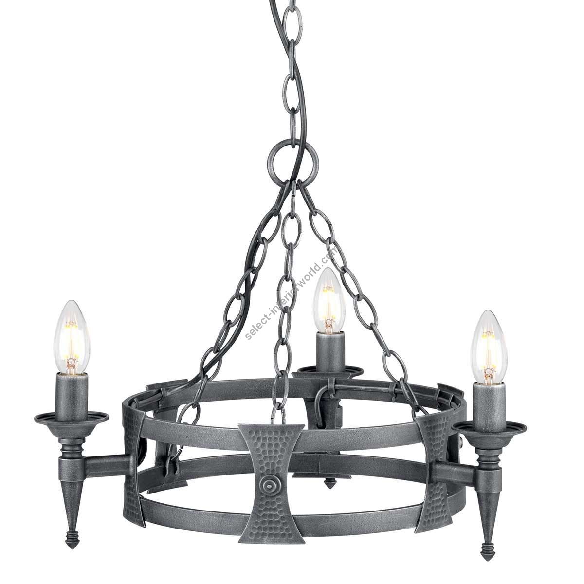 Elstead Lighting / Chandeliers / Saxon 3 Black & Silver Patina