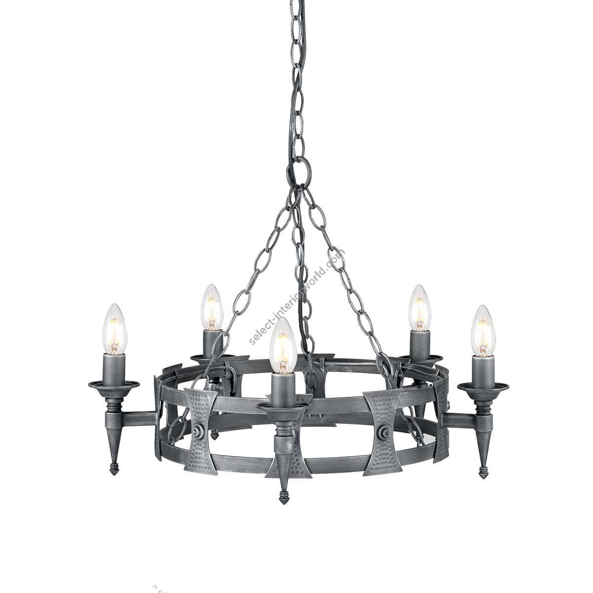 Elstead Lighting / Chandeliers / Saxon 5 Black & Silver Patina