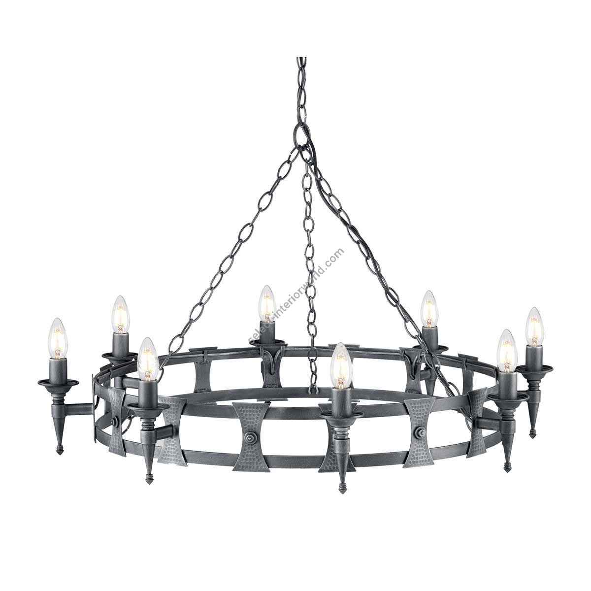 Elstead Lighting / Chandeliers / Saxon 8 Black & Silver Patina