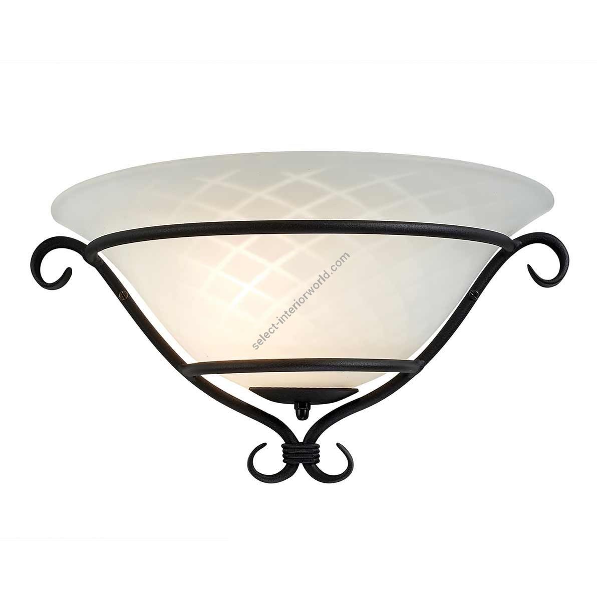 Elstead Lighting / Wall Lights / Torchiere Uplighter Black with Etched Opal Glass