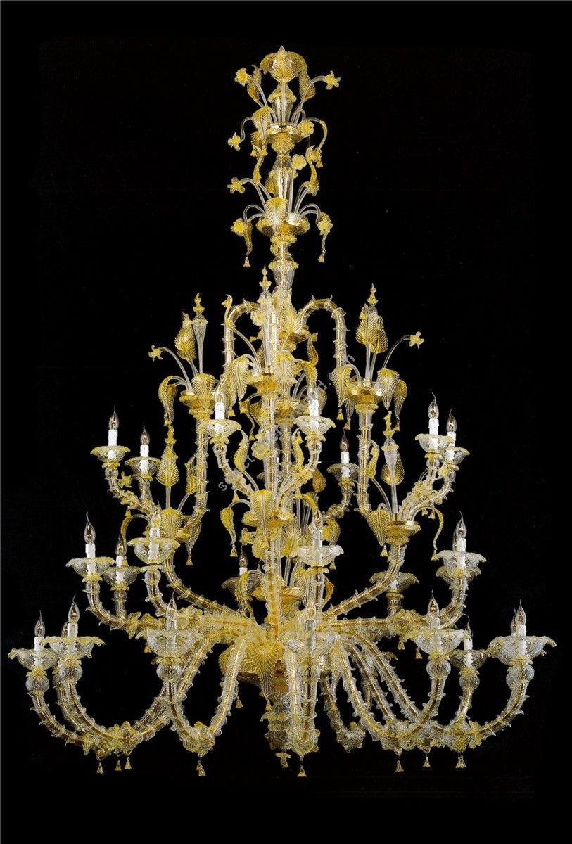 Italian Luxury Lighting / Chandeliers / Venetian Glass Gold 28-Light V6003 028