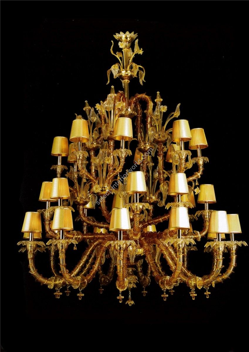 Italian Luxury Lighting / Chandeliers / Venetian Glass Gold 28-Light V8048 028