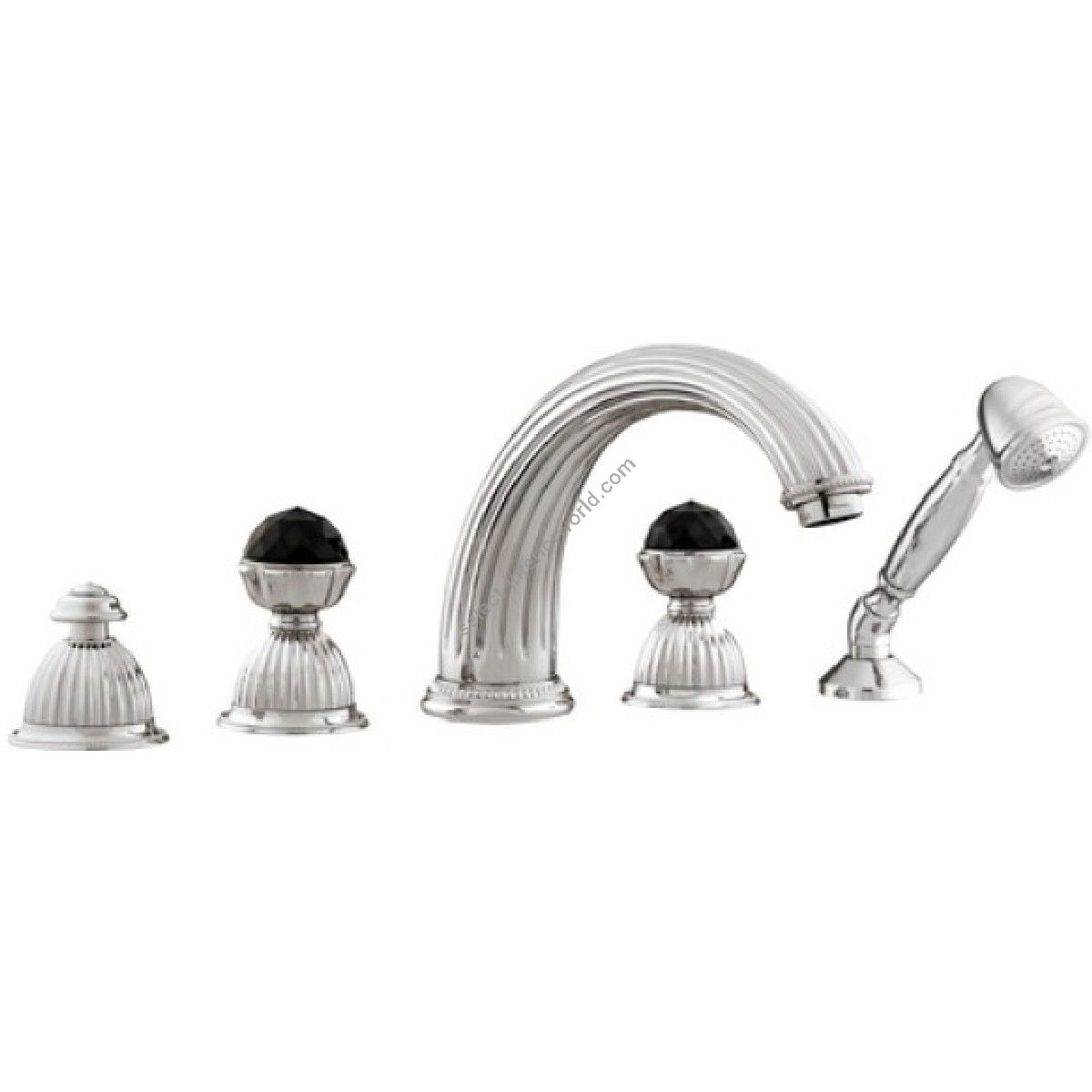 Bronces Mestre / Bath-Shower Fittings / Five holes bath set with Swarovski black crystal 033216.N00.50