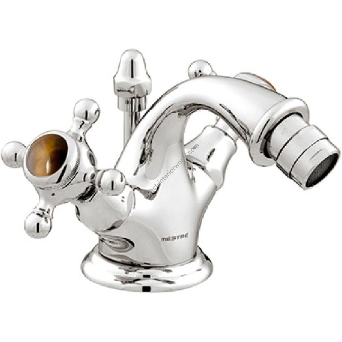 Bronces Mestre / Bidet Fittings / One hole bidet mixer with tiger eye stone 035020.TG0.50