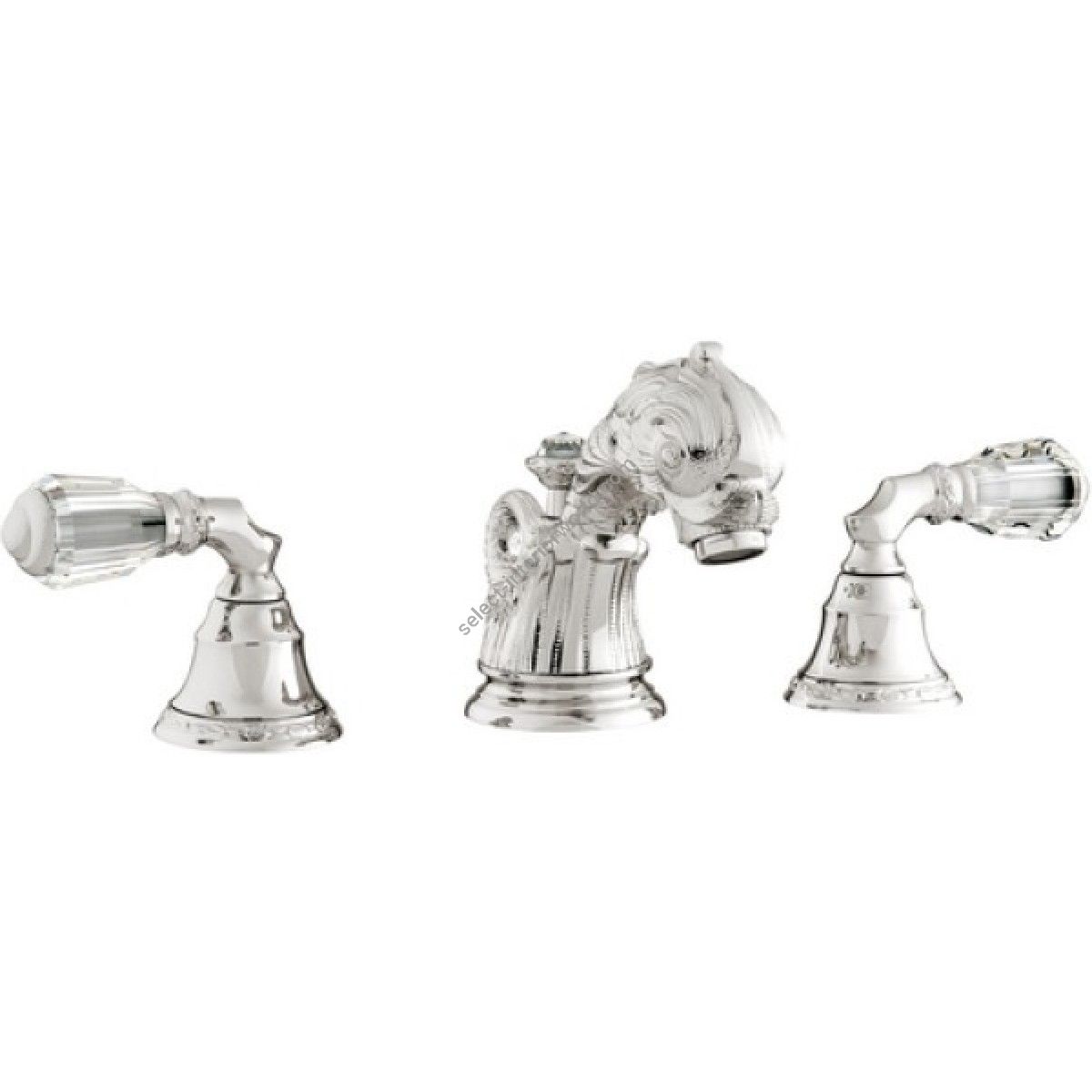 Bronces Mestre / Washbasin Fittings / Three holes basin set with Swarovski crystal 039601.A00.50