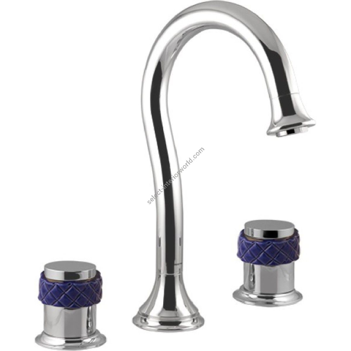 Bronces Mestre / Washbasin Fittings / Three holes basin set with blue porcelain 065501.A00.50