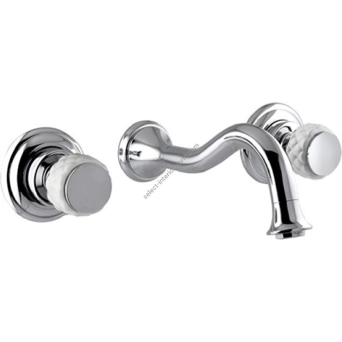 Bronces Mestre / Washbasin Fittings / Three holes wall basin set with white porcelain 065533.000.50