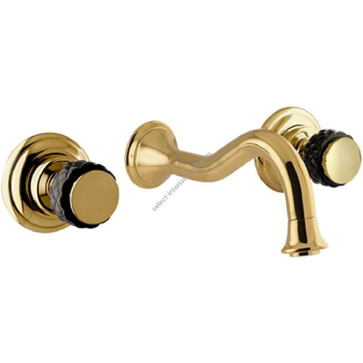 Bronces Mestre / Washbasin Fittings / Three holes wall basin set with black porcelain 065533.N00.00