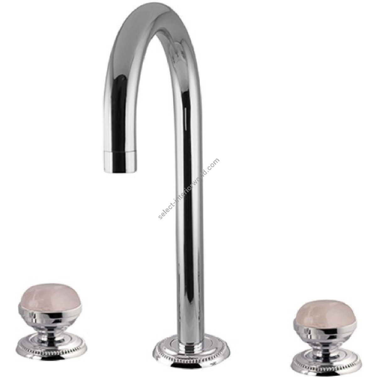 Bronces Mestre / Washbasin Fittings / Three holes basin set with pink quartz stone 072201.QTP.50