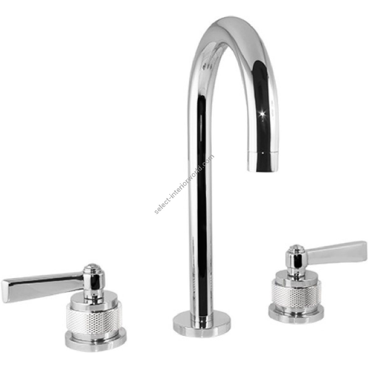 Bronces Mestre / Washbasin Fittings / Three holes basin set with handle and decorated brass ring 271001.PP0.50