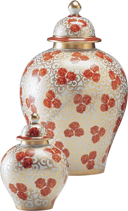 Le Porcellane / Vases with Lids / Potiche Rose Rosse 4018 4017 4016