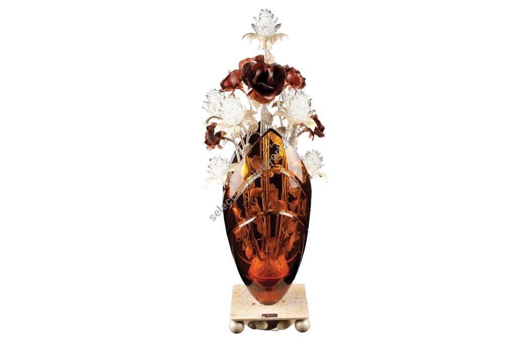 Mechini / Table Lamps / Wrought Iron with Crystal Vaseand Glass Ower F794/7