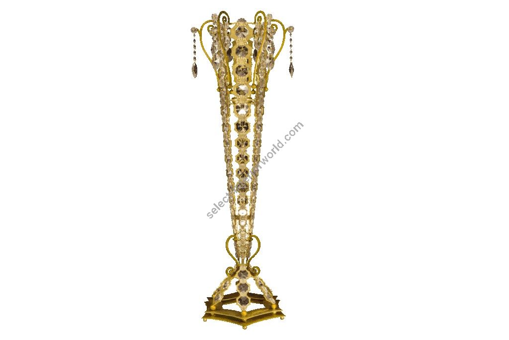 Mechini / Floor Lamps / Wrought Iron with Clear Bohemian Crystal PT796/4 Gold