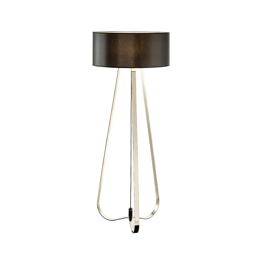 Floor led lamp / Light Gold Finish / Ponge-black lampshade