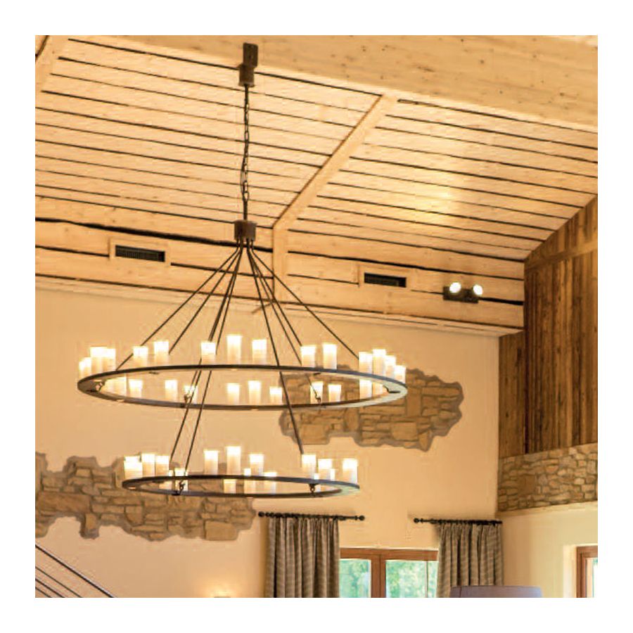 50-lighter suspension lamp with chain, suits the rooms with a high ceiling, Patina finish