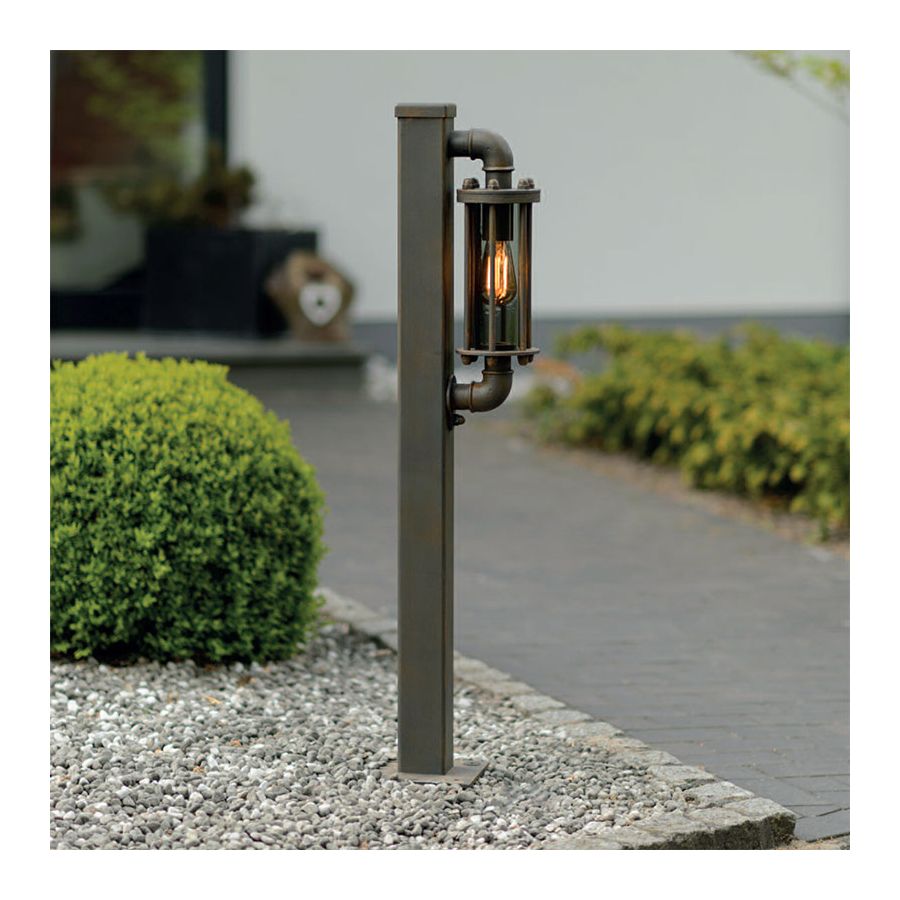 Post lamp, outdoor, industrial style, Iron nature finish