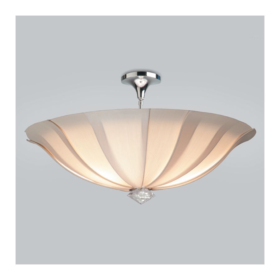 Satin Nickel finish, Biscotti Silk lampshade (cm.: 34.3 x 76.2 x 76.2 / inch.: 13" x 30" x 30")