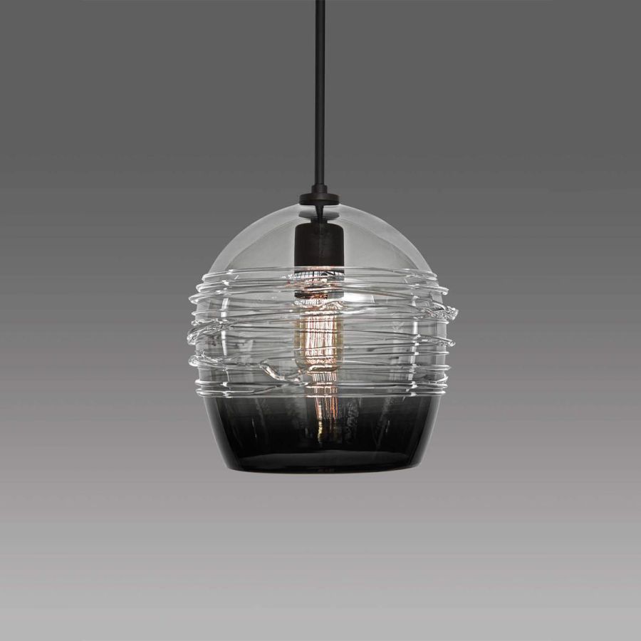 Mini Pendant Light / Blackened Brass finish / Clear glass