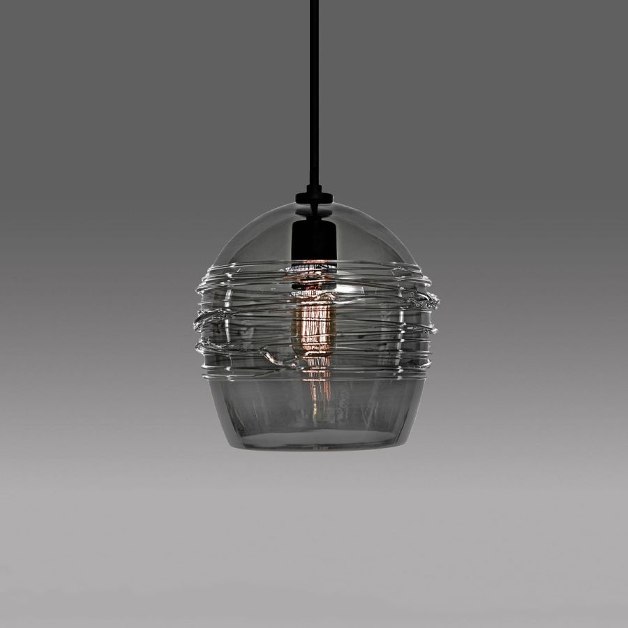 Mini Pendant Light / Blackened Brass finish / Gradient Grey glass