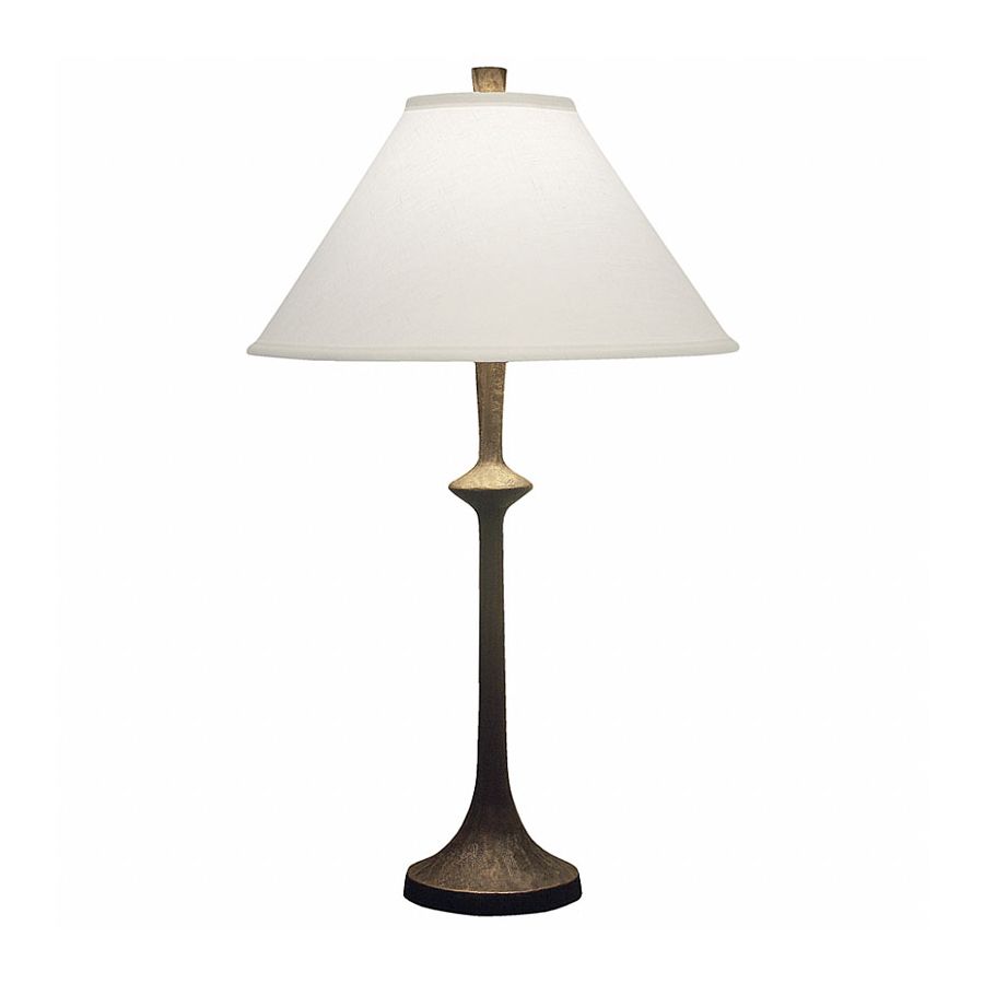 Natural patina finish / White linen lamp shade