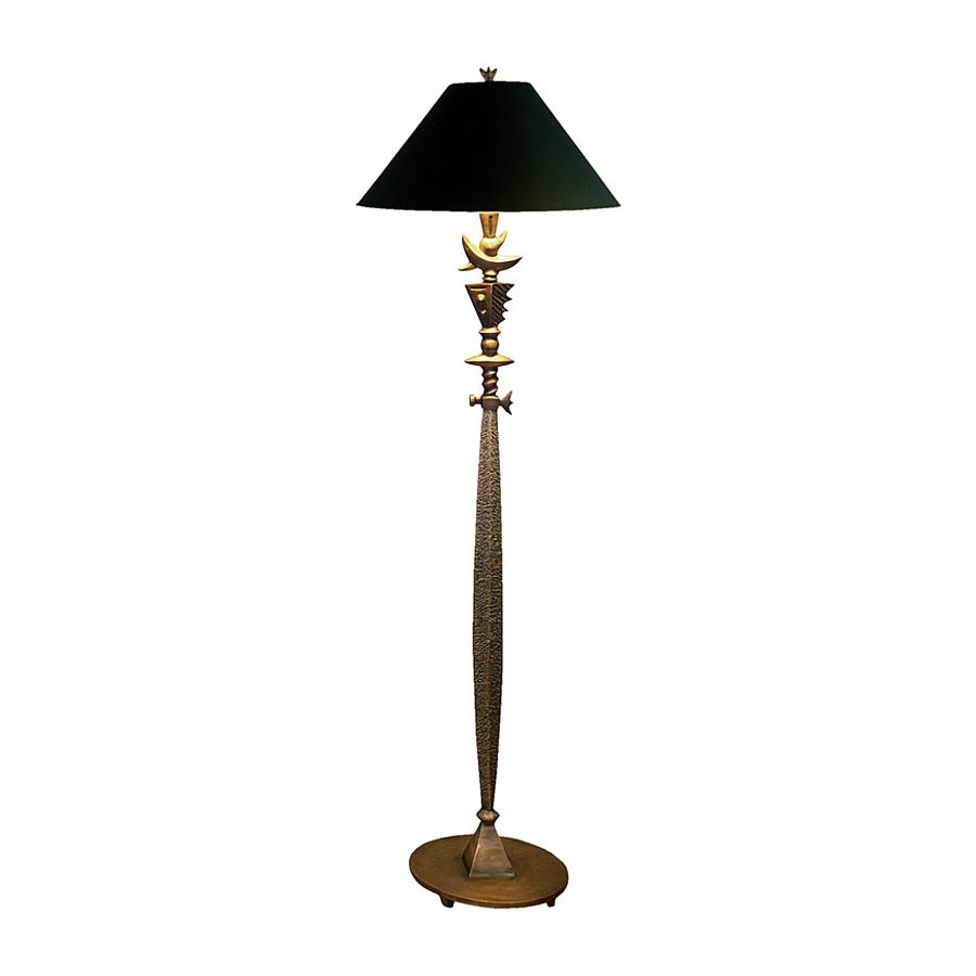 Natural patina finish / Black with gold liner lamp shade