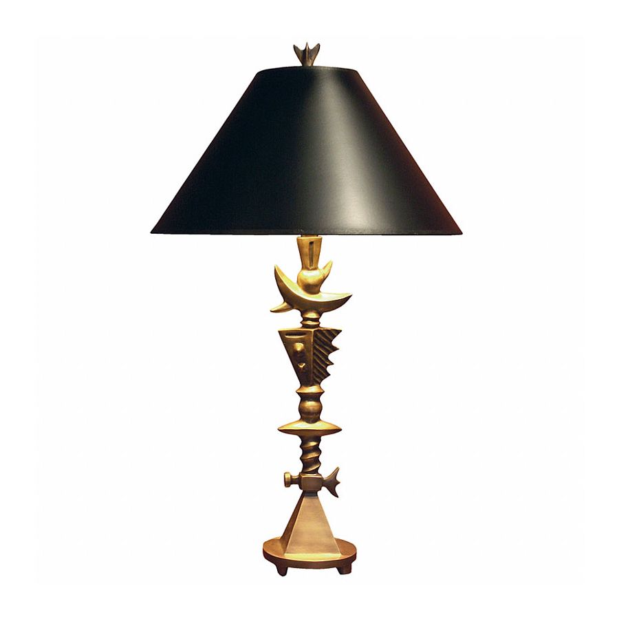 Natural patina finish / Black with gold liner lamp shade