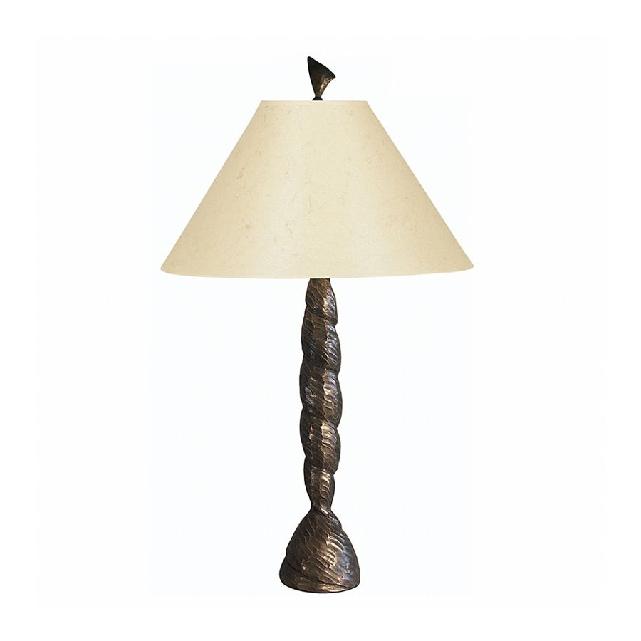 Natural patina finish / Ivory paper lamp shade