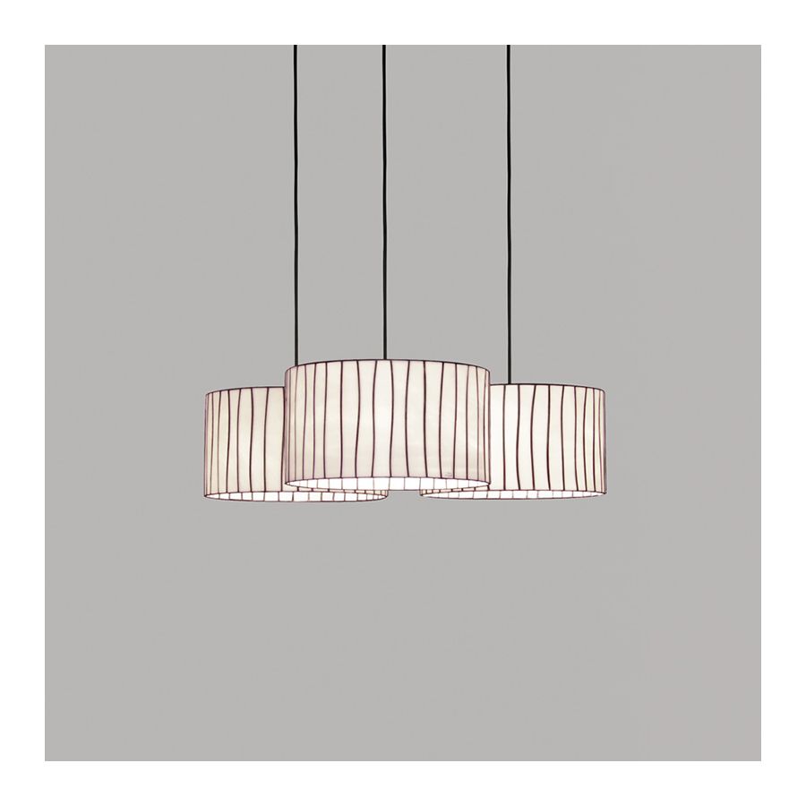White lampshade / Black cable / 3 lights (cm.: 250 (H1/18+H2/232) x 75 x 75 / inch.: 98.4" (H1/7.1"+H2/91.3) x 29.5" x 29.5")