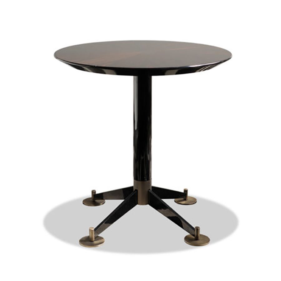 Finish Gloss black lacquered base/bronzed, Top Makassar Ebony ray disposed
cm.: H 56 X W 56 / inch.: H 22.04" x W 22.04"