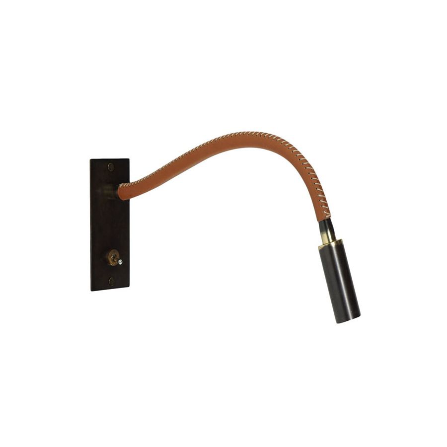 Dark brushed bronze finish with brown genuine leather