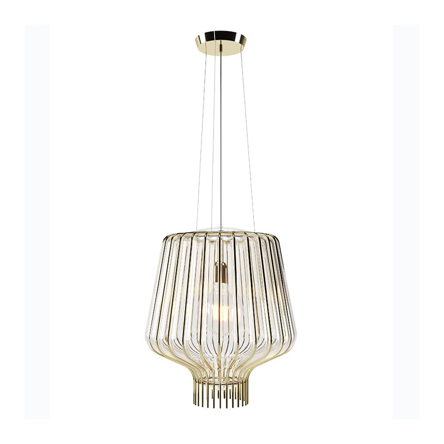Gold finish, transparent glass lamp