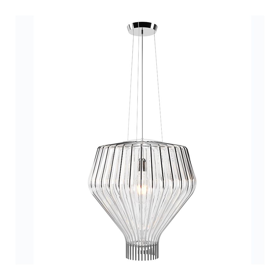 Chrome finish, transparent glass lamp