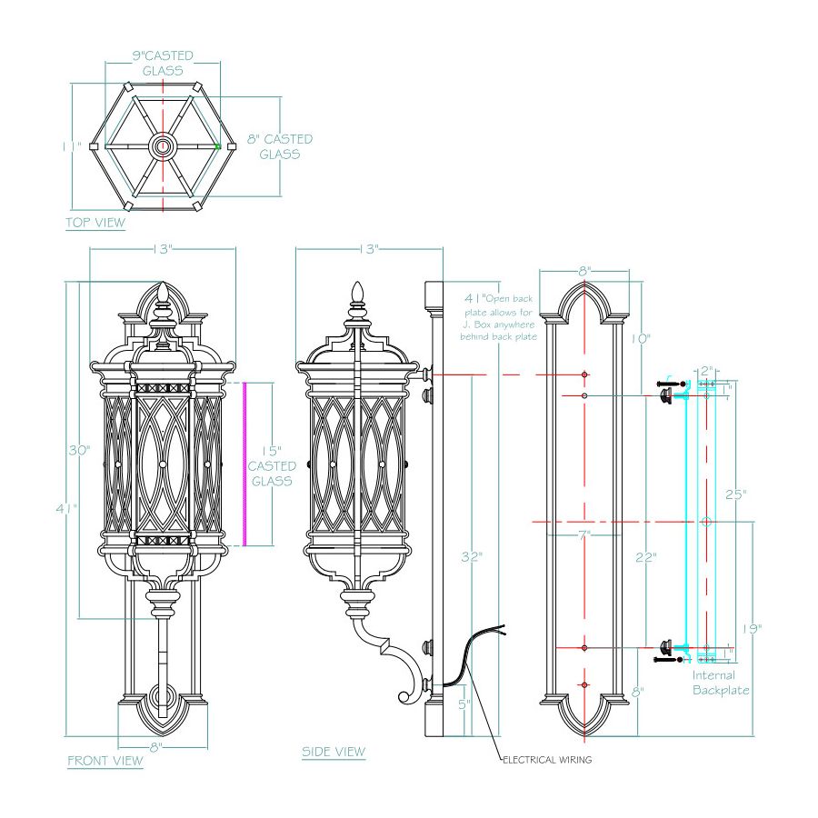 41″ Black - 612081 > 41” H x 13” W x 13” D ( 104.14 cm x 33.02 cm x 33.02 cm )