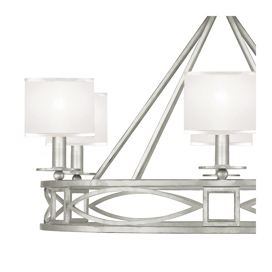 Silver Leaf / White Fabric Shades - 887640-41