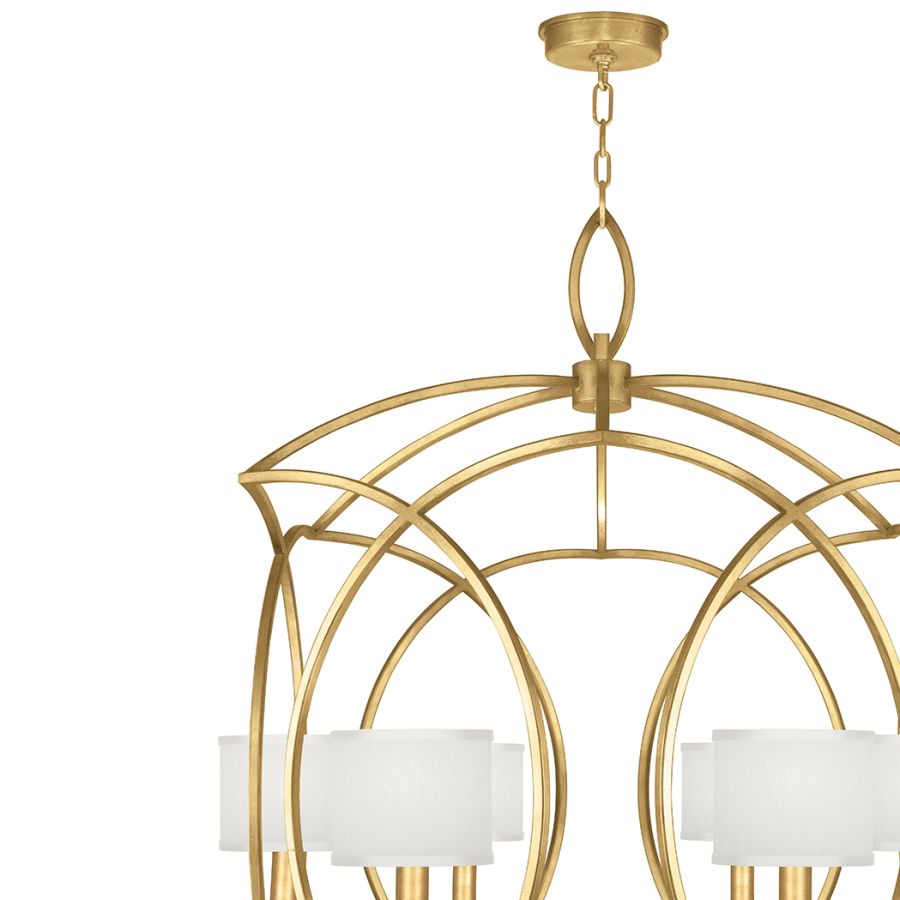 Gold Leaf / White Fabric Shades - 889840-310