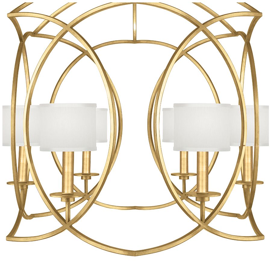 Gold Leaf / White Fabric Shades - 889840-310