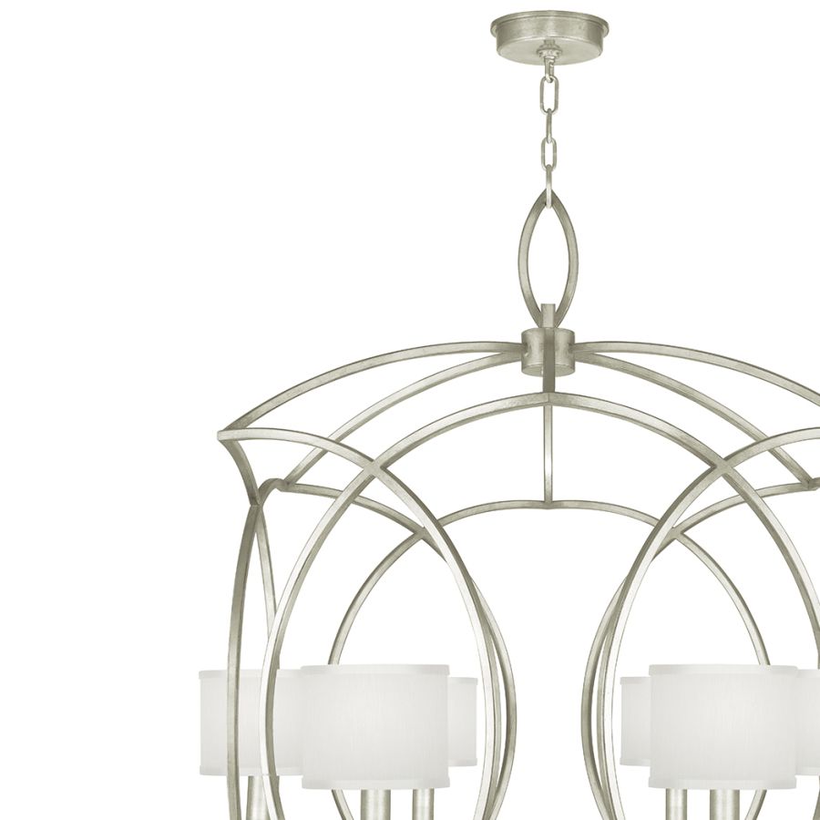 Silver Leaf / White Fabric Shades - 889840-41