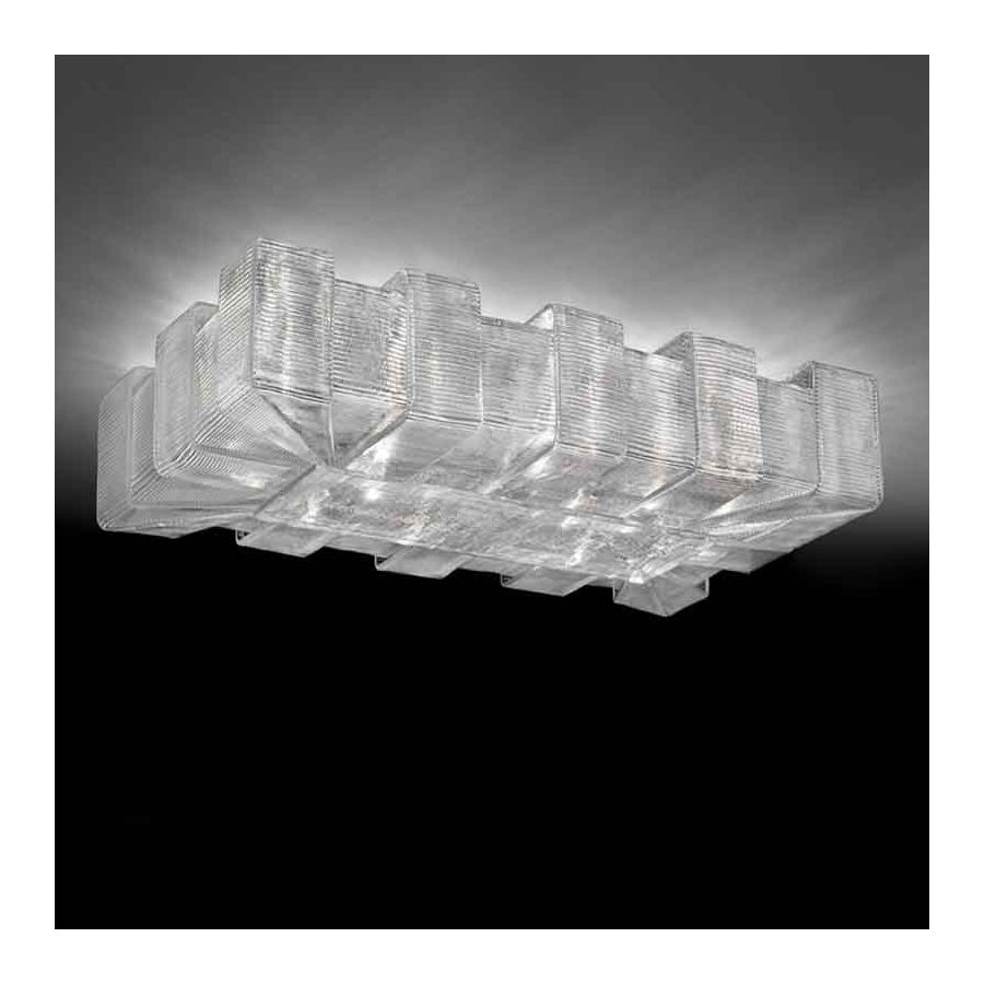 Chrome finish / Clear Overlap glass color / 8 lights (cm.: 30 x 100 x 55 / inch.: 11.81" x 39.37" x 21.65")