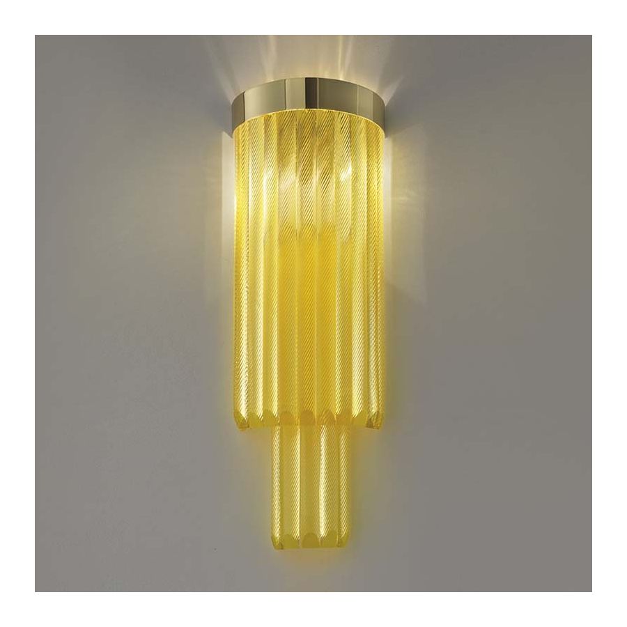 24 Kt gold plate finish / Yellow1 glass colour / Cut T30 type of glass / cm.: 72 x 28 x 28 / inch.: 28.35" x 11.02" x 11.02"