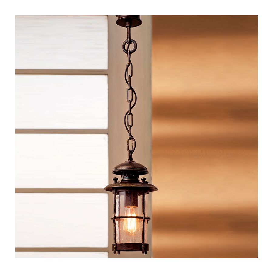 Suspension Lamp with chain for outdoor use, Patina finish