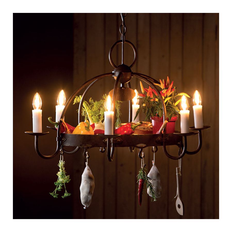 Patina finish, 6 lights (cm.: 48 x 56.5 x 86 / inch.: 19" x 22" x 34")