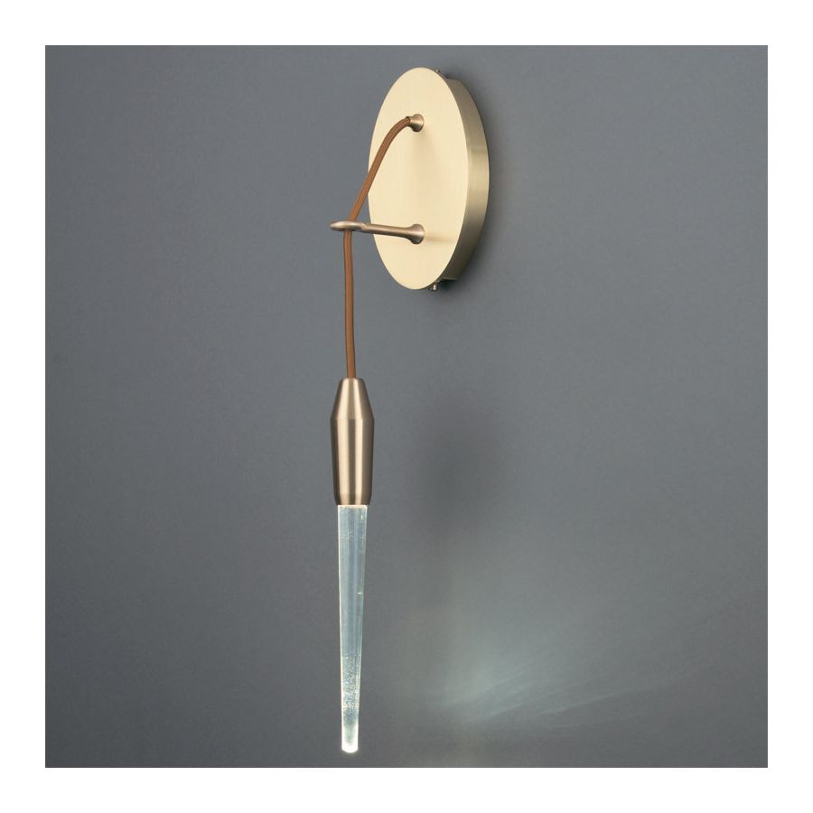 Satin Brass finish with Warm Tan cord / Clear glass