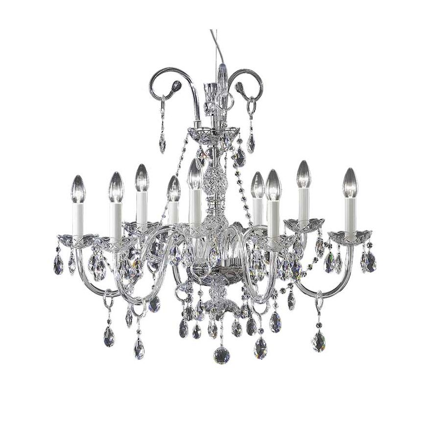 Chrome finish / Transparent glass / SW®E Transparent pendants / 9 lights (cm.: 175 x 80 x 80 / inch.: 68.90" x 31.50" x 31.50")