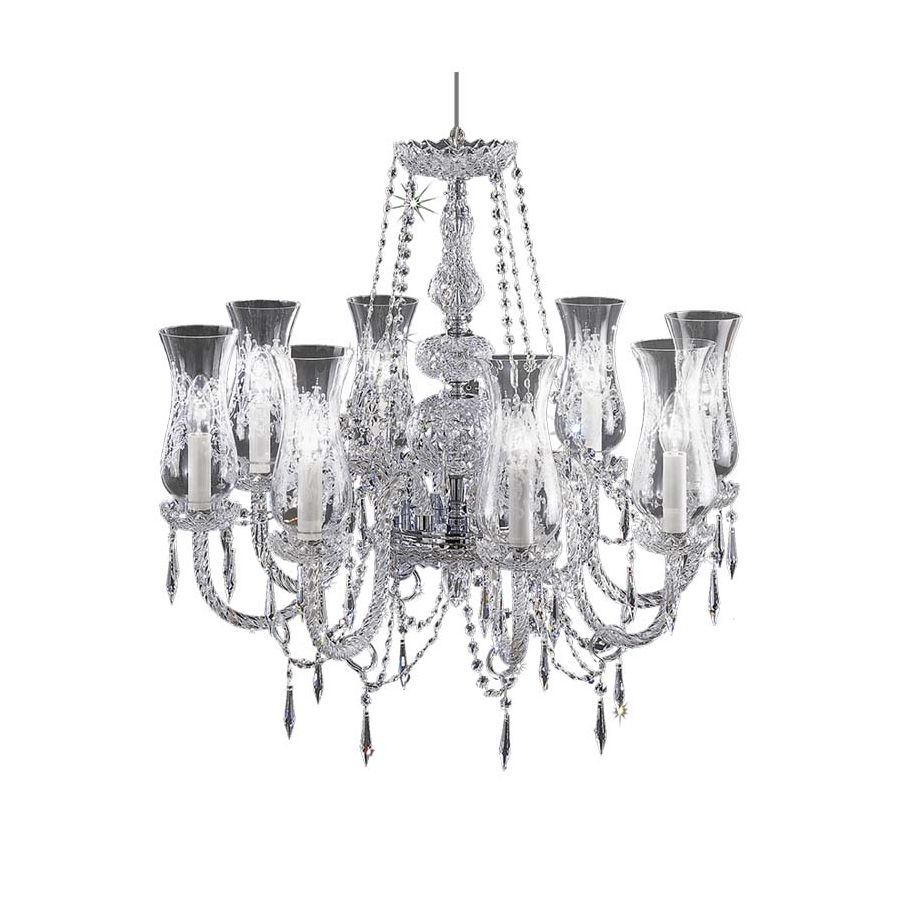 Chandelier in Chrome finish, Transparent glass, SW®E Transparent pendants, 8 lights (cm.: 167 x 70 x 70 / inch.: 65.75" x 27.56" x 27.56")