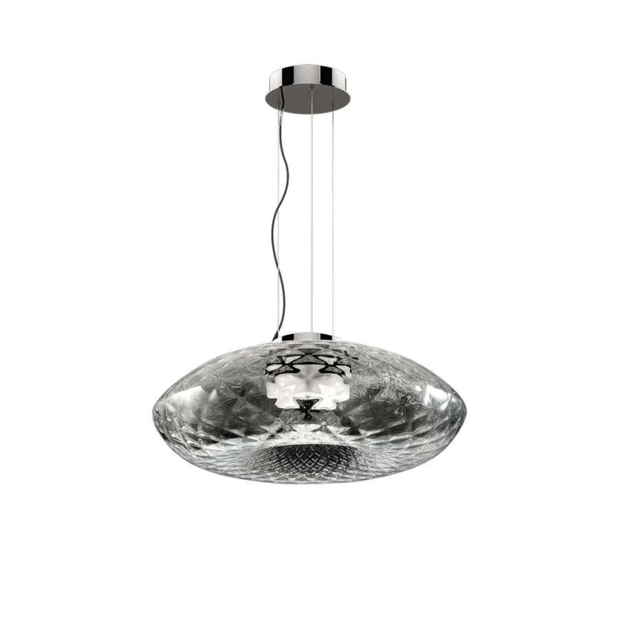 Pendant led lamp / Chrome finish / Transparent glass colour