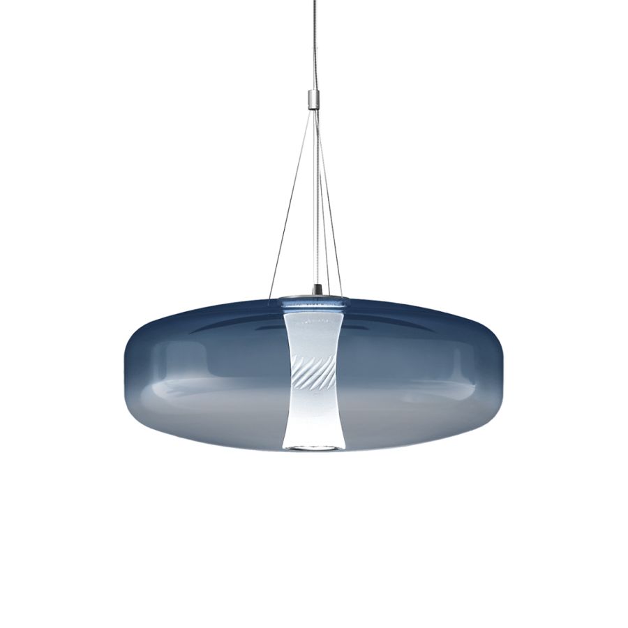 Pendant lamp / Blue shaded glass
